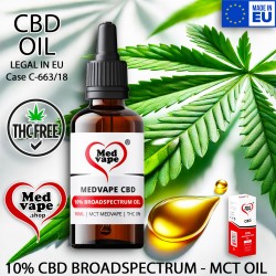 10% MEDVAPE CBD BROADSPECTRUM OIL 10ml MCT THC WEED HASH